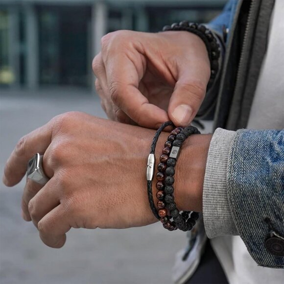 ⚡Rankeef Men 2 Tiger Eye 8MM Natural Stone Crystal Beaded Bracelet - Picture 6 of 8